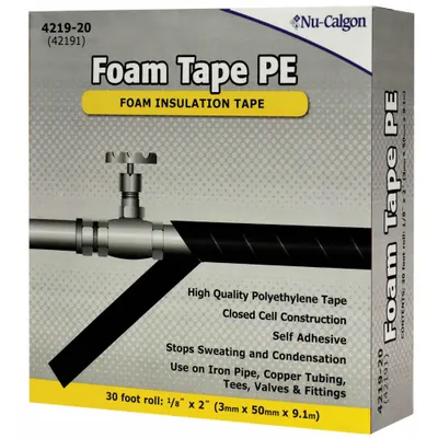NU-CALGON Foam Tape: Continuous Roll, 2 in Roll Wd, 10 yd Overall Roll Lg, 125 mil Thick - Sealing Foam Tape