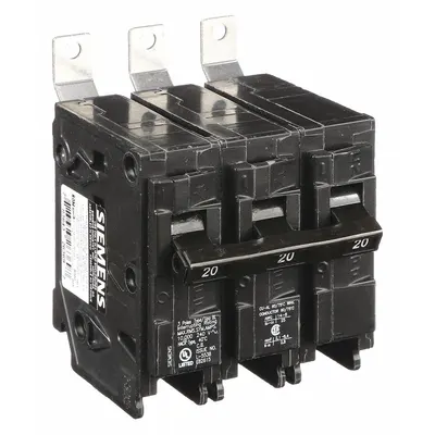 Siemens B320 BL Series Miniature Circuit Breaker, 20A, 240V AC, 3-Pole, Bolt-On - B Series, Bolt-On Siemens Miniature Circuit Breakers