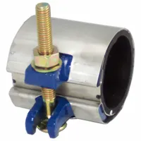 This full-gasket repair clamp is used to seal leaks in damaged tube or pipe sections without cutting or replacing the pipe. It is constructed with a 304 stainless steel body, steel bolts, and a nitrile rubber gasket. Rated for a maximum operating pressure of 150 psi and a maximum vacuum pressure of 10 psi. Overall length is 12 in