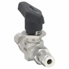 Straight-body ball valve with 316 stainless steel construction, sweat x sweat connections, and three-piece design. Operated by a lever handle, it provides manual on/off flow control in piping systems. Suitable for applications requiring corrosion resistance and reliable shutoff.