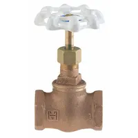Lead-free bronze Z-body globe valve with rising stem. 1/2 in pipe size, FNPT x FNPT connections. For general-service applications regulating flow of gas, oil, or water