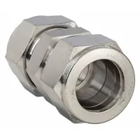 This PARKER double-ferrule stainless steel union connects two 3/4 in OD tubes in a compression x compression configuration. It is compatible with Parker A-LOK fitting brands and provides a leak-tight, vibration-resistant joint for pneumatic, hydraulic, and instrumentation lines in industrial tubing systems