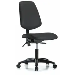 Vinyl Lab Chair, Armless, Nylon Base, Black, 19-24 in Height