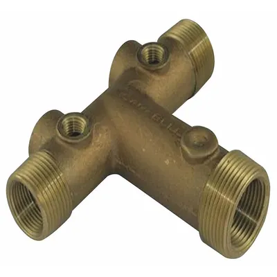 CAMPBELL Well Water Tank Fitting: Brass, Tee, 3 3/4 in Overall Lg, 1 in FNPT, 1 1/4 in MNPT - Tank Tee Cross Fittings