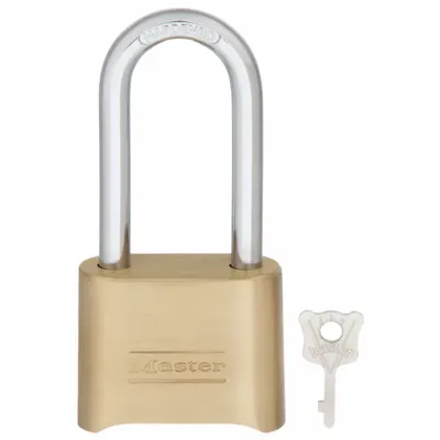 MASTER LOCK Combination Padlock: Scrolling Combo, Gold, Brass, Long Shackle - Long Shackle Combination Padlocks