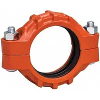 This grooved pipe coupling is used to join pipes in industrial piping systems, providing a flexible connection that accommodates misalignment and dampens vibration. Constructed from ductile iron, it is rated for a maximum operating pressure of 1,000 psi. Suitable for applications such as HVAC, fire protection, and process piping where leak-tight joints are required
