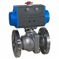 BONOMI Pneumatically Actuated Two-Way Ball Valve: 4 in, Stainless Steel, Flange x Flange, Two-Piece (MPN 8P766002-4-C1)