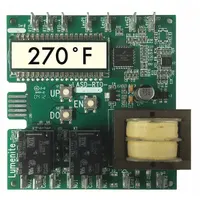 Combination liquid level and temperature controller with LCD display, 100 Ohm RTD temperature sensor, and relay output with (2) SPDT contacts. Operates on 24V AC and mounts on a snap track. Used in industrial process systems for simultaneous monitoring and control of liquid level and temperature