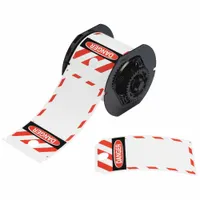 Pre-Cut Label Stock Roll: Danger, 5 3/4 in x 3 1/4 in, Polyester, White, 100 Tags (MPN B30-255-851-OST-BK)
