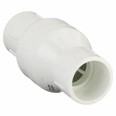Dayton Spring Check Valve: Inline Valve Body, 1 1/2 in Pipe Size, Socket x Socket - PVC Poppet Check Valves