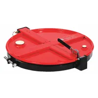A drum lid designed for use with vehicle funnels and fluid transfer systems. It provides a secure seal to prevent spills and contamination during fluid handling operations. Suitable for fleet maintenance and workshop environments