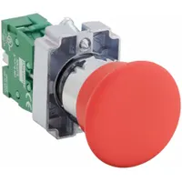 DAYTON Mushroom Head Push Button: Non-Illuminated, Mushroom Head Profile, Metallic, 22 mm, 1NO