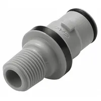 Quick Connection Coupling: Straight, 1/8 in Pipe Size, NPT x MNPT, Polypropylene, Gray (MPN NS2D240212)