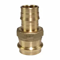 This expansion brass barbed tube fitting features a barbed x press-fit connection type, constructed of brass/copper. It is designed for use with PEX tubing using an expansion connection method, suitable for industrial piping systems requiring reliable integration