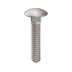 This square neck carriage bolt is made from 316 stainless steel with a plain finish. It features a #10-24 thread size and 1 inch length. The square neck prevents rotation during tightening, making it suitable for fastening metal to wood or metal in corrosive environments. Supplied in a 10-pack.