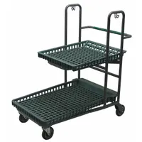 R.W. ROGERS Utility Cart: 600 lb, 2 Shelves, 37 in L x 22 in W Self, Flat, (2) Rigid/(2) Swivel (MPN RWR-PRE-850G)