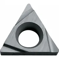 PVD carbide triangle turning insert for precision turning and profiling on metal workpieces. Designed for finishing and semi-finishing operations in CNC and manual lathes. The PVD coating provides wear resistance for general machining applications