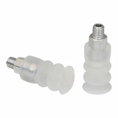SCHMALZ Vacuum Pad Assembly: Multi-Bellows, 2.5 Folds, M5 Vacuum Port, 13 mm Pad Dia - Bellows Type Food-Safe Vacuum Pad Assemblies