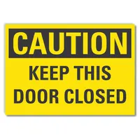 Door Instruction Caution Reflective Label: Reflective Sheeting, Adhesive Sign Mounting, Caution (MPN LCU3-0275-RD_5x3.5)