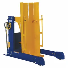 This hydraulic drum dumper is designed for lifting, tilting, and emptying 30-gallon metal drums. It features a steel chute and housing, a clamp drum securing mechanism, and casters for portability. With a 750 lb weight capacity and 96 in vertical lift, it operates on 115V AC via a power cord. Batteries are not included.
