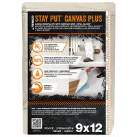 TRIMACO Drop Cloth: Extra Heavy Duty, Anti-Slip Canvas, 47 mil Thick, 9 ft Wd, 12 ft Lg, Tan (MPN 04321)