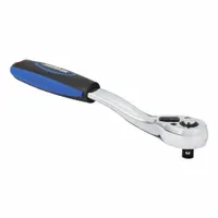 WESTWARD Hand Ratchet: Pear, Reversible, 8 in Overall Lg, Chrome, 5° Min Arc Swing, Non-Magnetic