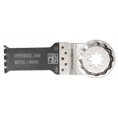 FEIN Oscillating Tool Blade: 1 1/8 in Blade Wd, 4 5/16 in Overall Lg, Bi-Metal - Starlock Plus Mounted Blades