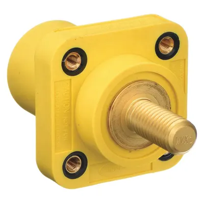 HUBBELL Single Pole Receptacle: Yellow, Straight Taper Nose Mating, Threaded Stud Termination - Receptacles with Threaded Stud Terminations