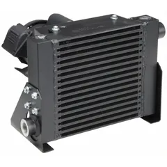 Fan-powered aftercooler for compressed air systems, rated for 113 cfm and 115/230V AC 1-phase. Reduces air temperature and removes moisture to protect downstream equipment.
