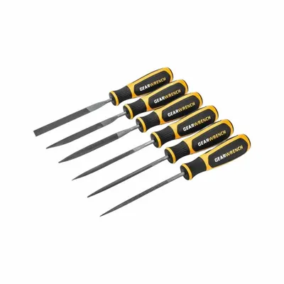GEARWRENCH Standard Needle Files & Sets: Flat/Half Round/Round/Square, 4 in Lg, 6 Pieces - Needle File Sets