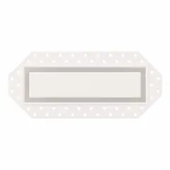 White powder-coated steel grille for one-way airflow. Measures 4 in H x 10 in W with non-adjustable blades. Suitable for sidewall or ceiling installation in HVAC supply or return systems.