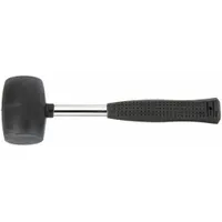 Rubber Mallet: Steel Handle, 16 oz Head Wt, 2 1/4 in Dia, 3 5/8 in Head Lg, 13 in Overall Lg, Black