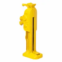 Steel-bodied mechanical ratchet jack with manual handle actuator. 5 ton load capacity, 20 in minimum lift. Used for raising heavy machinery, structural components, or vehicles in confined spaces requiring controlled manual lifting