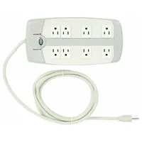APPROVED VENDOR Outlet Strip: 8 Outlets, 6 ft Cord Lg, 1,050 J Rated Energy, 15 A Current, White