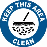 Vinyl adhesive floor sign with anti-slip surface for marking safety zones and clean areas in industrial facilities. Nominal size 17 in x 17 in, 0.012 in thick. Not retroreflective or glow-in-the-dark. Suitable for machining, material handling, and plant maintenance environments