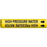 Pipe Marker: High Pressure Water, Yellow, Black, Fits 4 to 6 in Pipe O.D., 1 Pipe Markers (MPN 4078-D)