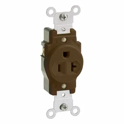 LEVITON Plugs and Receptacles: Single, 5-20, Brown, 125V AC, 20 A, 2 Pole / 3 Wire (MPN 5891) - General Purpose Receptacles