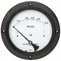 This differential pressure gauge from the Series 130 features a diaphragm sensor and ±5% gauge accuracy. The housing is made of glass reinforced plastic, and the connection is 1/4 in NPT female. It is used to measure pressure differences across filters, pumps, or flow elements in industrial processes such as HVAC, water treatment, and chemical applications