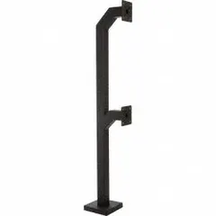 This dual head gooseneck pedestal is constructed from carbon steel with a black powder-coated finish. It features an 88-inch overall height and a 12-inch by 12-inch base. Includes carriage bolt hardware for mounting access control devices at gate operator entry points.