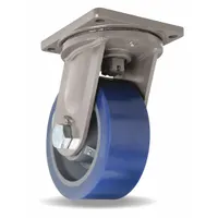 HAMILTON Plate Caster: Swivel, Face Brake, Polyurethane, 10 in Wheel Dia, 4 in Wheel Wd, Hole, Brake (MPN S-MD-104SYT-4SL-HCB)