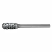 Double-cut ball-nosed cylinder bur with a 3/4" x 1" head and 1/4" shank. Trade number SC-7. Used for material removal, deburring, and shaping in metalworking and industrial machining. Ball-nosed design enables contouring and finishing in recessed areas
