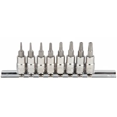 WESTWARD Socket Bit Set: 1 - 25 Pieces, 1/4 in Drive Size, 8 Pieces, T7 to T30 Tip Size Range - Security Torx Bit Socket Sets