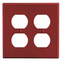 HUBBELL Wall Plate: Duplex Outlet, 2 Gang, Red, Midsize Size (MPN PJ82R)