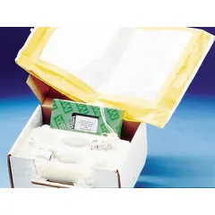 This kit is used to verify the seal of MSA respirators via the Saccharin fit-test protocol. It includes two nebulizer bulbs, two replacement sets of nebulizer inserts, fit-test solution, sensitivity solution, a test hood, and a videotape. Designed for industrial safety programs requiring respirator fit testing.