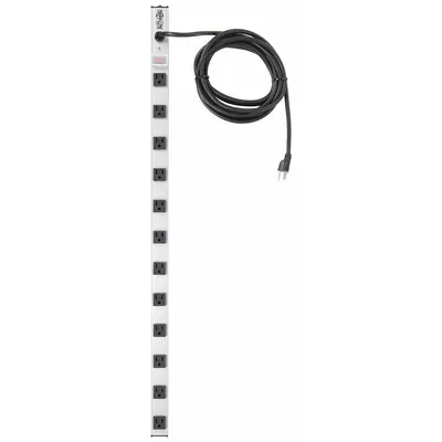 TRIPP LITE Outlet Strip: 12 Outlets, 15 ft Cord Lg, 15 A Current, UL 1363, Gray, 5-15P - Industrial Power Strips