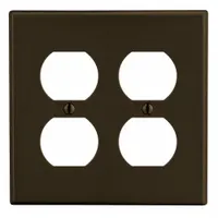 HUBBELL Wall Plate: Duplex Outlet, 2 Gang, Brown, Std Size (MPN P82)