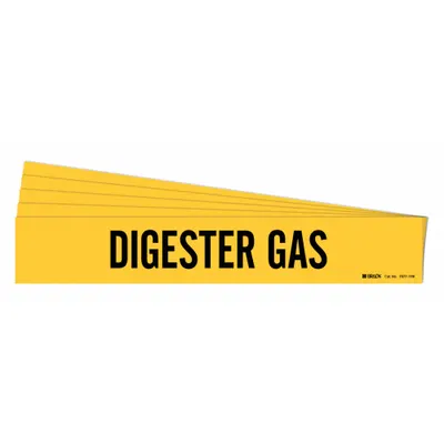 BRADY Pipe Marker: Digester Gas, Yellow, Black, Fits 8 in and Larger Pipe O.D. - Digester Gas Adhesive Pipe Markers