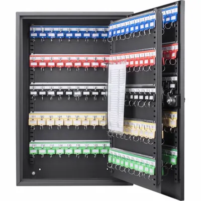 BARSKA Key Cabinet: 200 Key Capacity, Dial Combo Lock, Steel, Black, 21 3/4 in Ht - Key Cabinets with Combination Lock