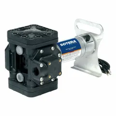 Diaphragm drum pump for transferring medium-viscosity fluids from drums or containers. Motor: 1/4 hp, 115 V AC. Flow rate: 13 gpm. Maximum viscosity: 3,000 cps. Pump only.