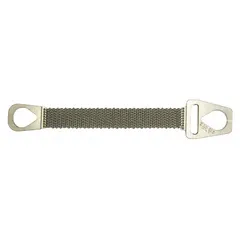 This wire mesh sling is configured as a triangle and choker type for lifting loads. Constructed from 10-gauge galvanized steel wire, it measures 12 feet in length and 2 inches in width. The mesh design provides resistance to cutting and abrasion, suitable for handling sharp-edged or hot materials in industrial lifting applications.
